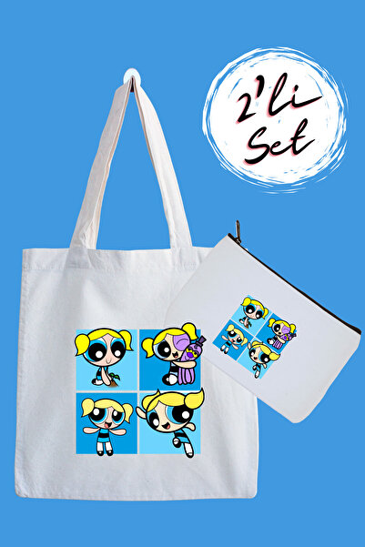 designedfy Bubbles Su Geçirmez Bez Çanta ve Kalemlik 2'li Avantaj Seti