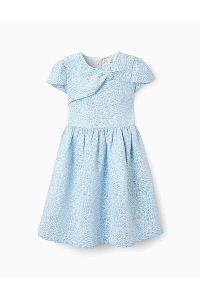 Ziddy Shiny Dress with Pattern for Girls, Blue