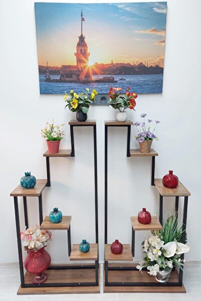 adımshops Kopya - 2'li Merdiven Çiçeklik, Saksılık, Balkon, Bahçe Dekor.raf,s...