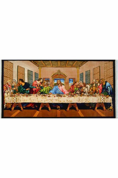 Quality Bambu İplikten Dokuma İran Duvar Halısı - Da Vinci Last Supper Tablos...
