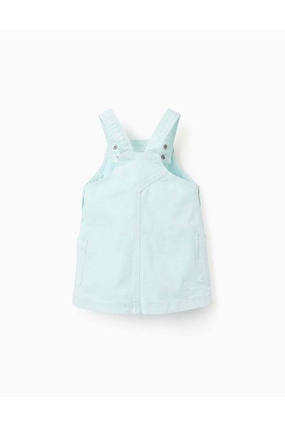 Ziddy Pinafore Dress in Twill for Baby Girls, Light Blue