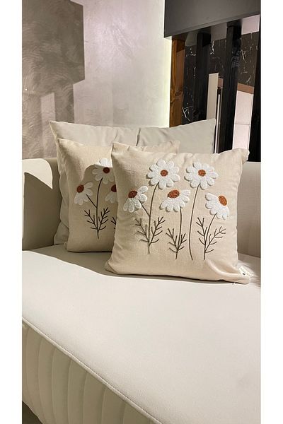 Ersperto Daisy Punch Punch Embroidered Throw Pillow Cover 1 Piece 43X43Cm