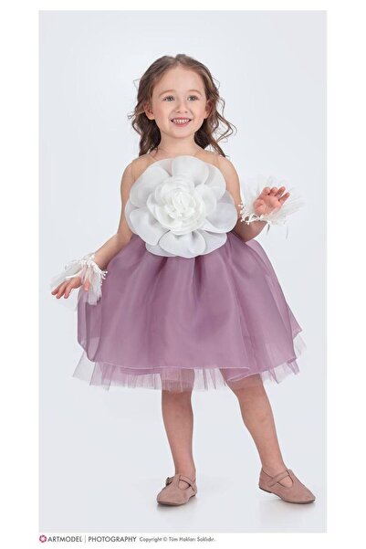 RAPAPA Βραδινό φόρεμα για κορίτσια με τριαντάφυλλο και τούλι με λεπτομέρεια 1...