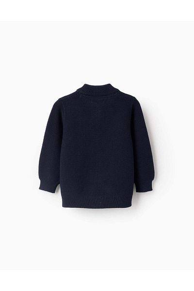 Ziddy Cardigan with Texture for Baby Boys, Dark Blue