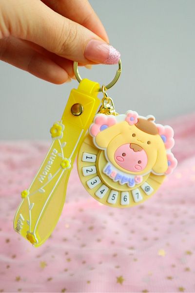 EFBUTİK Yellow Pompompurin Light Sound Piano Keychain