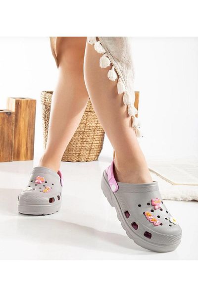 Seha Rooster Women's Gray Comfortable Sole High-Scale Indoor Slippers Sandals