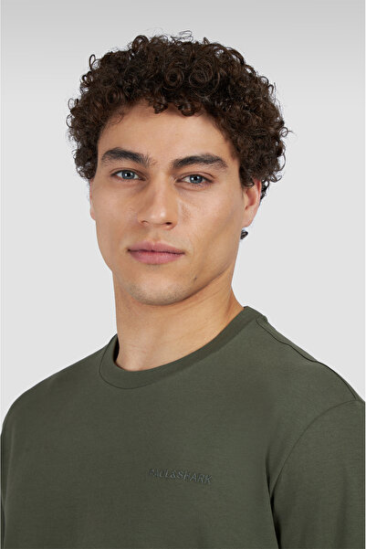 PAUL&SHARK Ανδρικό μπλουζάκι με κανονική εφαρμογή με στρογγυλή λαιμόκοψη με κεντημένο λογότυπο 100% βαμβακερό κοντομάνικο πράσινο μπλουζάκι 25411047-0