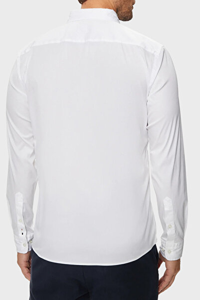 BOSS Erkek Slim Fit Uzun Kollu Logo Desenli Beyaz Gömlek 50520291-100