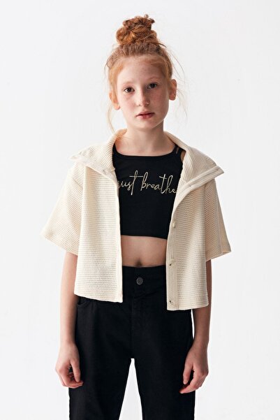 HAUSEkids 8-14 Years Girl Beige Paloma Shane Cardigan