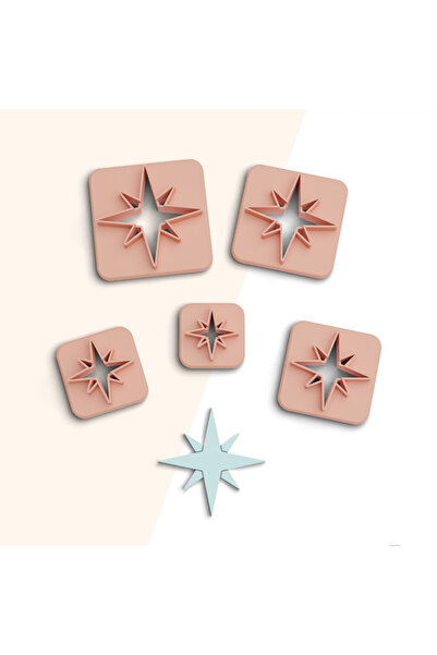 flament aşk Star Patterned Pole - Cutting, Earring and Cookie Mold, 5 Sizes, ...