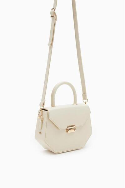 Levidor Krem Geometrik Model El Çantası