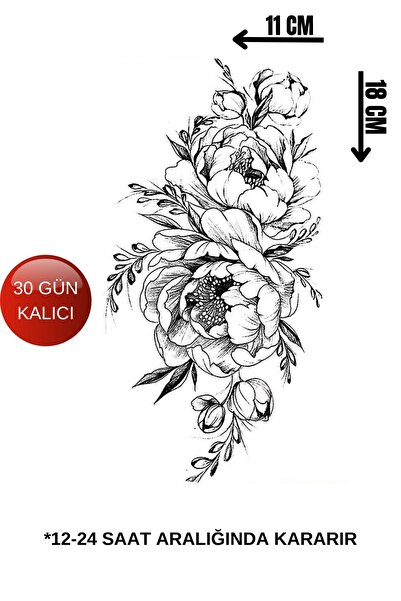 Barly 30 Gün / 1 Ay Kalıcı Çiçek Figürlü Geçici Dövme Tattoo