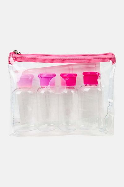 Miamica 4pcs Flip Top Travel Bottles Set, Transparent