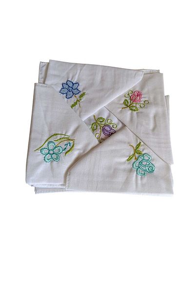ASPA Flower Embroidered Handkerchief 6 Pieces 28X28 cm 100% Cotton Gift School Embroidered Handkerchiefs