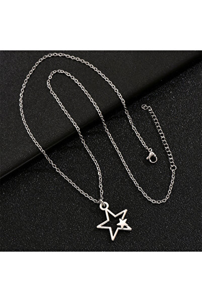 Choice أحدث صيحات الموضة من سلسلة معدنية قلادة على شكل نجمة مزدوجة مجوفة من ا...