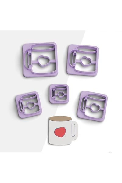 flament aşk 5 Size Polymer Clay Cut Coffee Cup - Earrings, Cookies and Cerami...