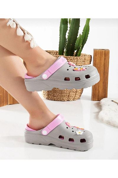 Seha Rooster Women's Gray Comfortable Sole High-Scale Indoor Slippers Sandals