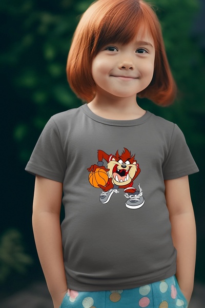 oneagılyazı تي شيرت كبير الحجم للأطفال مطبوع عليه لاعب كرة السلة تسمانيا