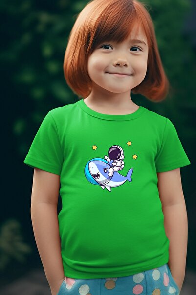 oneagılyazı Tricou supradimensionat pentru copii cu imprimeu rechin astronaut