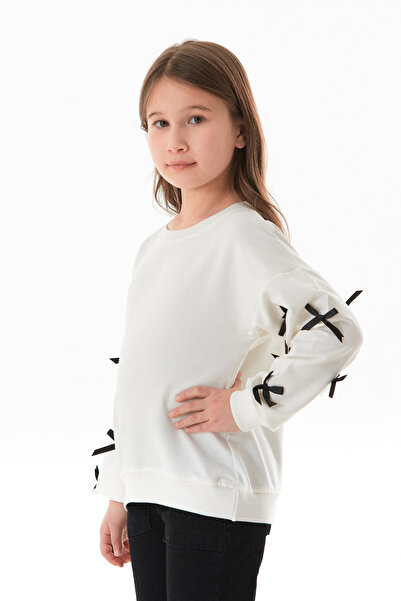 Fulla Moda Girls' Sweatshirt with Sleeves and Bow Detail