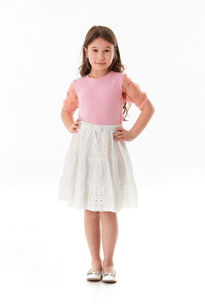 Fulla Moda Girl's T-Shirt with Lace Sleeves