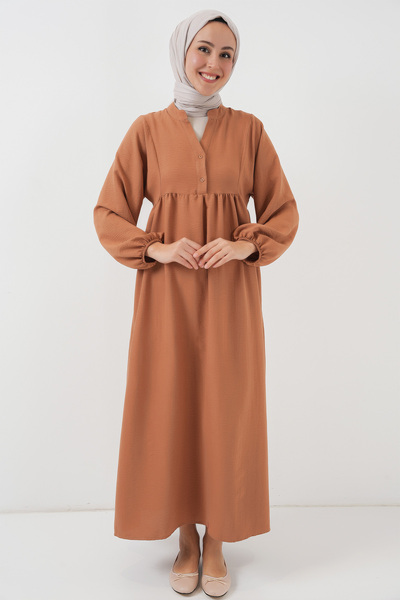 Bigdart Dámské dlouhé hidžábové šaty 2525 - Tan