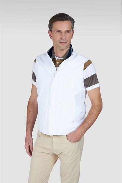PAUL&SHARK Men's Regular Fit Comfortable Stretchy Fabric Stand Collar Long Sleeve White Vest 25412657 -010