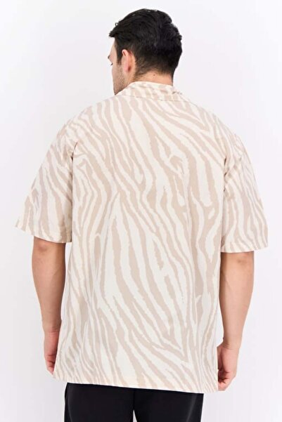 adidas Men Sportswear Fit Embroidered Logo Short Sleeves Outdoor Shirt, Cream