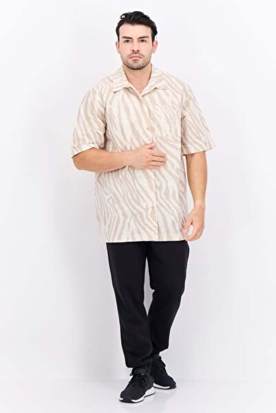 adidas Men Sportswear Fit Embroidered Logo Short Sleeves Outdoor Shirt, Cream