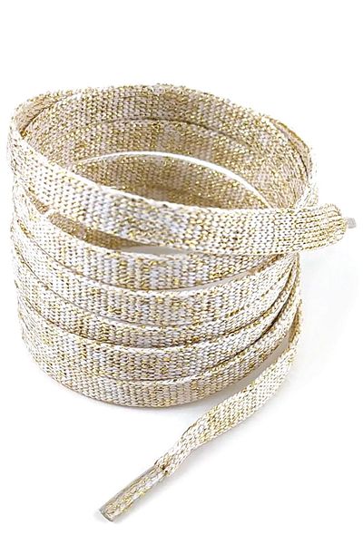 hapshoe 1 Pair of Flat Sports Shoelaces with Gold Glitter 1 cm Thick