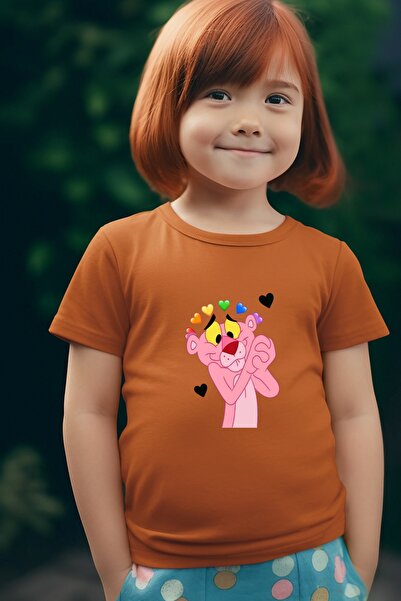 oneagılyazı Ružičasta Pantera Štampano Dete Oversize kroj T-shirt