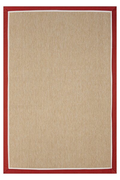 Mariesse Home Çift Bordürlü Hasır Dokulu Sisal Salon Mutfak Koridor Kesme Yol...