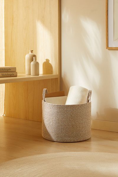 Ocean Home Textile Organizator de rufe de frânghie de bumbac, bej, 35x27
