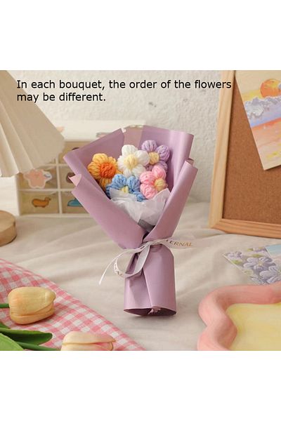 Choice purple Knitted Small Flower Bouquets Hand Woven Crochet Artificial Flower Valentine's Day Gifts Colo