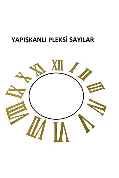 EXİZ TİCARET Pleksi Rome Rakamları,Duvar saati Rome  ramları 3,5 cm Yapışkanlı Pleksi Sayılar