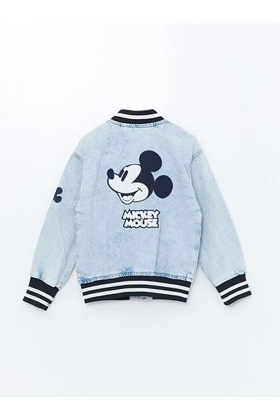 LC Waikiki LCW ECO Синьо дънково яке за момиче с бродирани Мики Маус