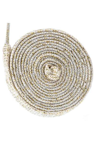 hapshoe 1 Pair of Flat Sports Shoelaces with Gold Glitter 1 cm Thick
