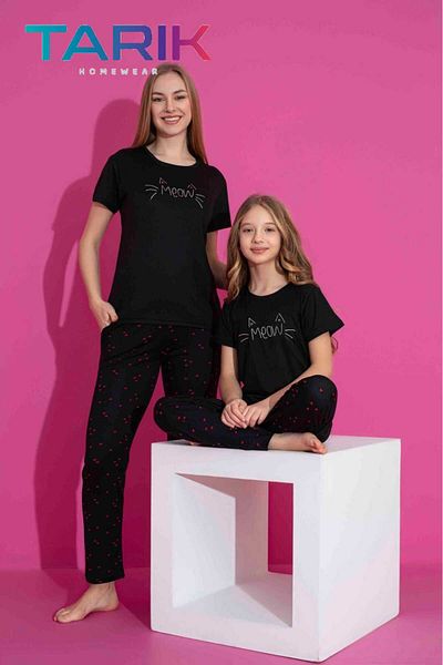 Love Fuchsia Underwear Milan Fabric Breathable Short Sleeve Mother-Daughter Pajamas Set - 1 Piece