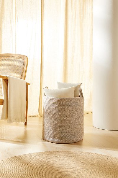 Ocean Home Textile Organizator de jucării pentru rufe de dulap bej, frânghie de bumbac, coș de depozitare, 40x40