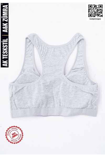 A&K ZÜMRA Σουτιέν Half Tank Top με μαξιλαράκια με φαρδιά τιράντες γκρι (προπόνηση Bustier)