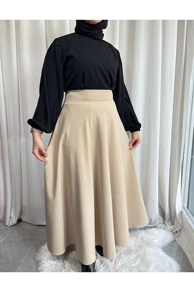 afife Mevlana Model Full Length Double Crepe Hijab Skirt