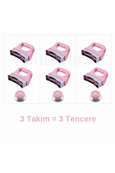 Lentebur34 Tencere Tava ve Sahan Uyumlu Bakalit Kulp Seti Pembe