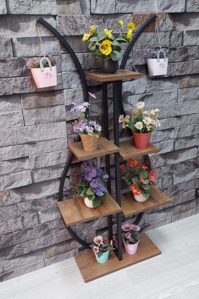 adımshops Metal Gövdeli Laleli Çiçeklik-vazo Saksılık, Raf