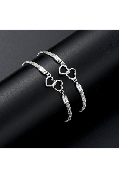 Choice AY6037002 مجموعة مكونة من قطعتين من أساور الأزواج على شكل قلب للنساء و...