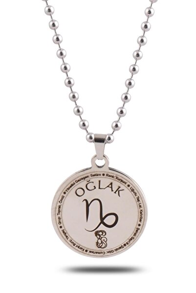 vogutima قلادة رجالية من الفولاذ - قلادة رجالية محفورة على شكل علامة زودياك