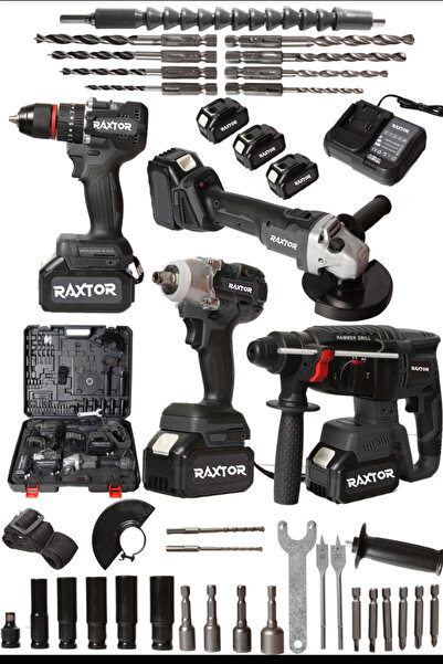 RAXTOR 3 Bataryalı Profesyonel Şarjlı 4'lü Set 2-26 Hilti - Taşlama - 13 mm D...