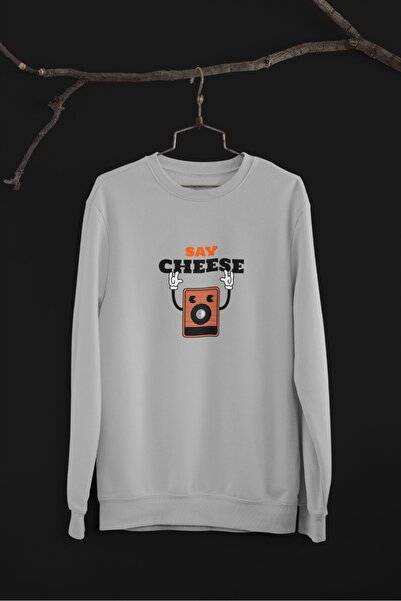 Butik Φούτερ Unisex με μακρύ μανίκι SAY CHEESE Transfer με τύπωμα με λαιμόκοψ...