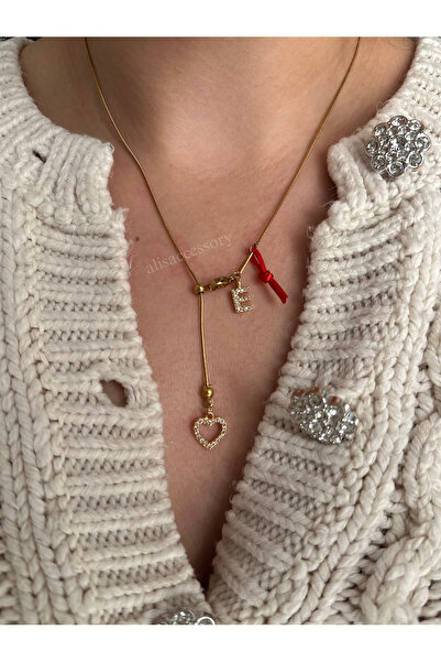 Alis Accessory Harfli kalp asansör kolye