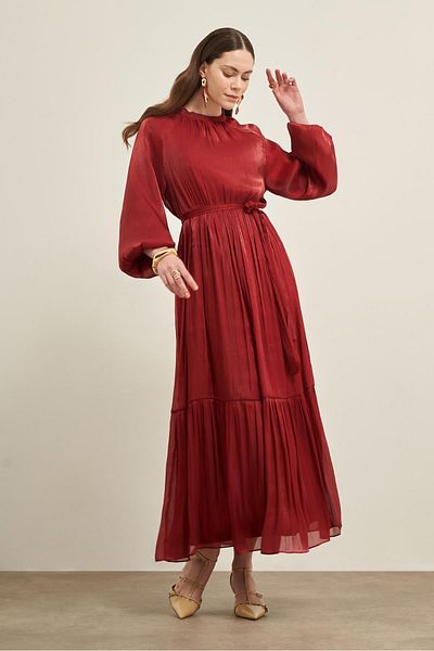 FTZ WOMEN Women's Ornagze Dress Claret Red 31018