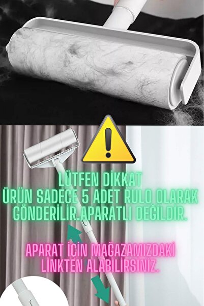 BYENS 5 Adet Yedek Tüy Toplayıcı Rulo Kedi Köpek Tüyü Toplama Yapışkanlı Yedek Rulosu Xl 16 Cm